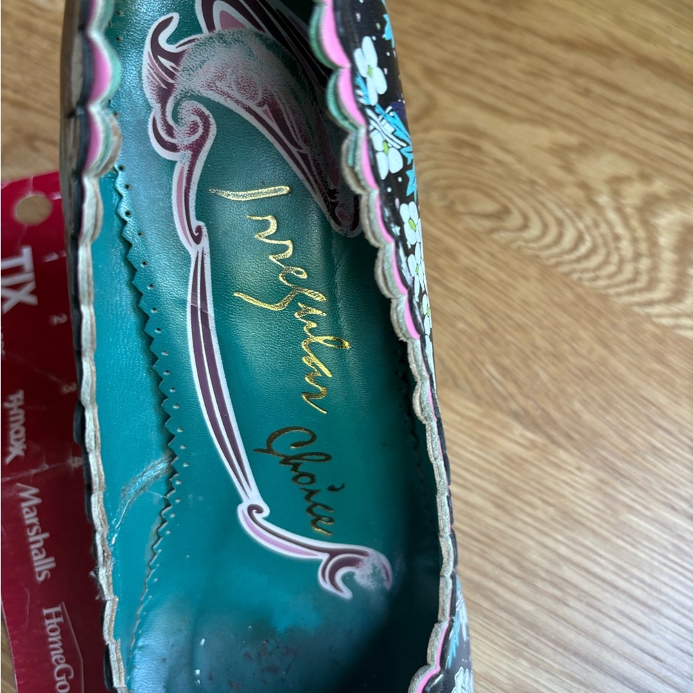 Irregular Choice Black Heels with Pink and White Floral Design - Picture 11 of 11